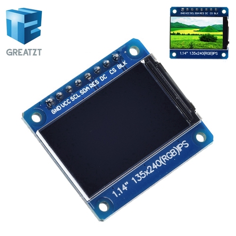 GREATZT  New IPS 1.14 inch 3.3V 8PIN SPI HD Full Color TFT Display Screen ST7789 Drive IC 135*240 ► Photo 1/6