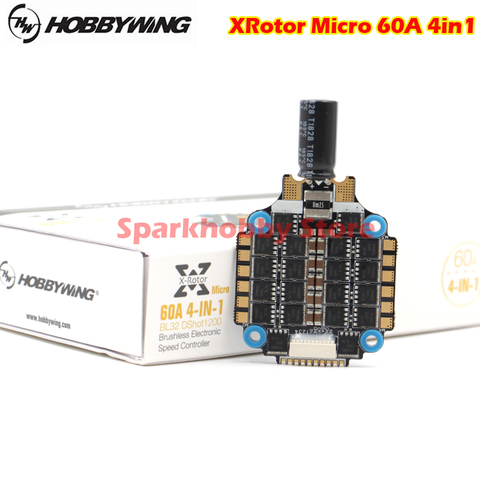 Nuevo HobbyWing XRotor Micro 60A 4in1 5 V BEC salida 3-6 S Lipo BLHeli-32 DShot1200 integrada 3- 6 S ESC para multicóptero DIY ► Photo 1/6