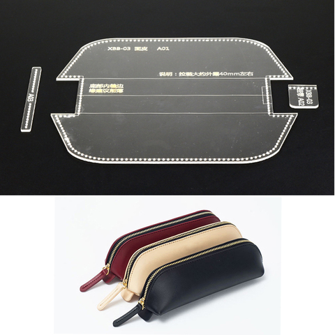 3 Pieces Acrylic Pencil Bag Case Pattern Templates Stencil DIY Leather Hand Craft 170x70mm ► Photo 1/6