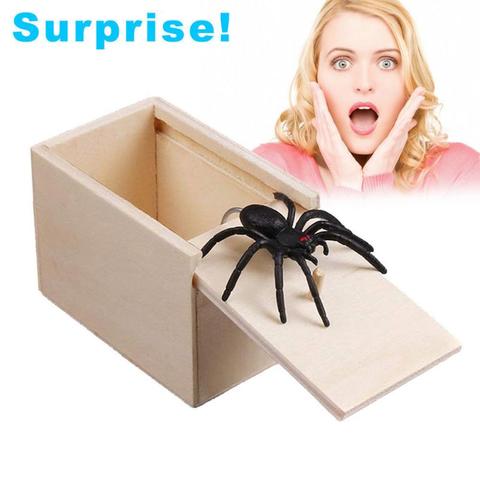 April Fool's Day gift Wooden Prank Trick Practical Joke Home Office Scare Toy Box Gag Spider Mouse Kids Funny Gift ► Photo 1/6