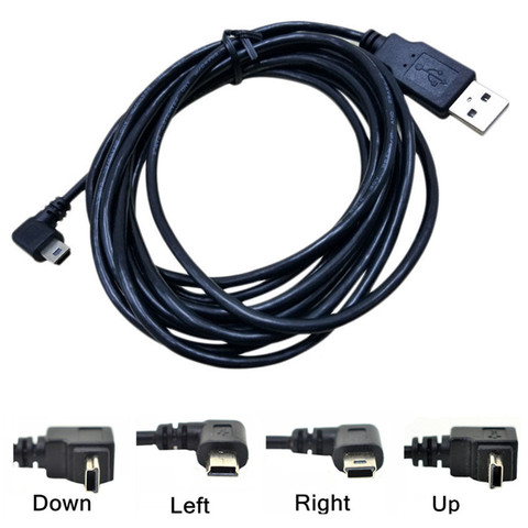 USB Data Cable A Male to Mini USB B 5Pin Male 90 Degree UP / Down / Left / Right Angle Adapter Charge Sync 0.25M 0.5M 1.5M 3M 5M ► Photo 1/5