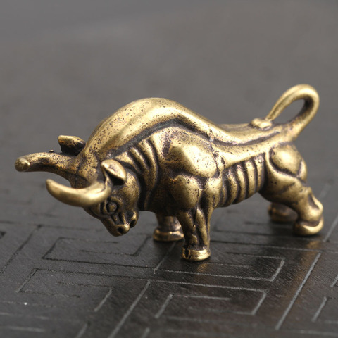 Wall Street Brass Bull Mini Animals Statue Handmade Home Decor Ornaments Crafts Copper Miniatures Figurines Desk Decoration Gift ► Photo 1/6