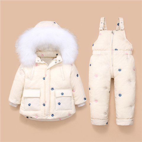 New Toddler Kids Down Jacket Suit Baby Girl Coat+romper Clothing Set Thickened 1-3 Years Child Clothes Russian Winter Puffer ► Photo 1/6