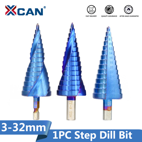 XCAN HSS Step Drill Bit 1pc 3-12/4-12/4-20/4-32 Nano Blue Coated Core  Hole Drilling for Wood/Metal Cone Drill Bit ► Photo 1/6