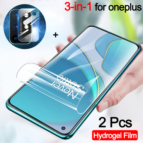 2 pcs hydrogel film + camera glass for one plus 8t screen protector one plus 7t oneplus8 7pro hidrogel one plus nord oneplus 8 t ► Photo 1/6