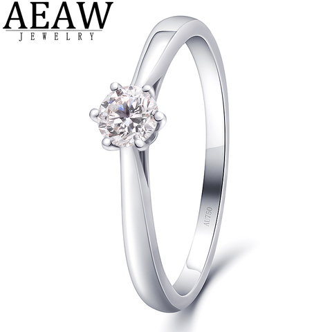 AEAW 0.3ct 4mm DF Round Cut EF VVS1 Moissanite 925 Silver Ring Diamond Test Passed Fashion Girlfriend Women Christmas Gift ► Photo 1/6