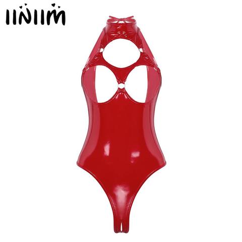 Women Porno Latex Catsuit Wetlook Leather Leotard Body Suit Sexy Shop Femme Open Cup Lingerie Crotchless Teddy Babydoll Bodysuit ► Photo 1/6