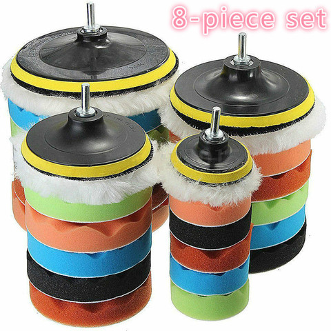 Car Polishing Disc 8 Pcs/Set Self-Adhesive Buffing Waxing Sponge Wool Wheel Polishing Pad For Car Polisher Drill Adapter Tool ► Photo 1/1