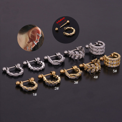 2022 New Style 8mm  18G stainless steel barbell CZ hoop septum ear tragus cartilage rook piercing nipple ring Body Jewelry ► Photo 1/6