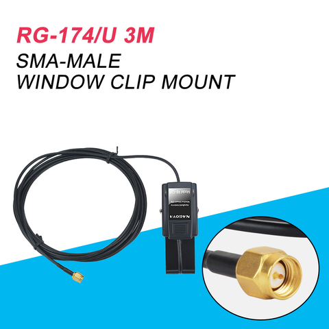 Original NAGOYA RB-CLP Window Clip Mount RG-174/U 3m Cable SMA-Male Connector for walkie talkie Radio Antenna ► Photo 1/6