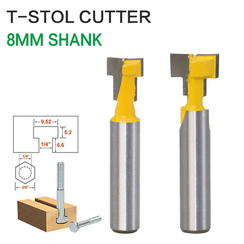 2pcs 8mm Shank Keyhole Cutter T-Slot Router Bit Woodworking Milling Tools