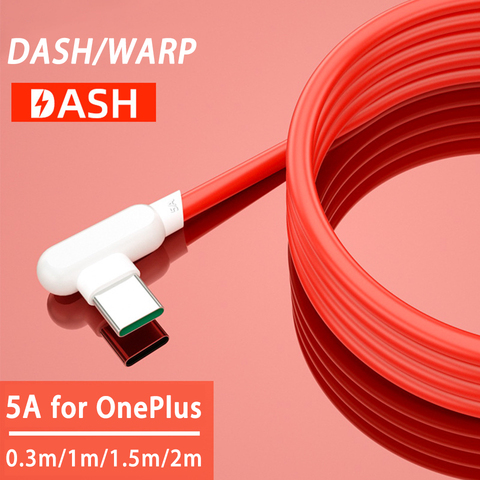 90 Degree Usb 3.1 Type C Warp Charge Cable 5A Dash Charger Cable for One Plus Nord Oneplus 8 Pro 8 7t 7 N10 5g 6t Fast Charging ► Photo 1/6