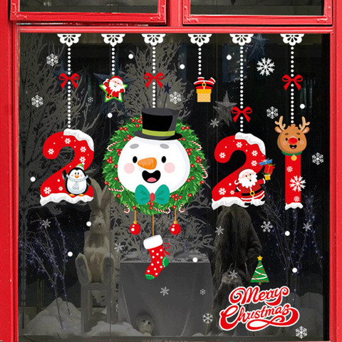 Christmas Window Stickers Merry Christmas Decorations for Home Wall Sticker Decal New Year Gift Xmas Decor Noel Kerst Navidad ► Photo 1/6