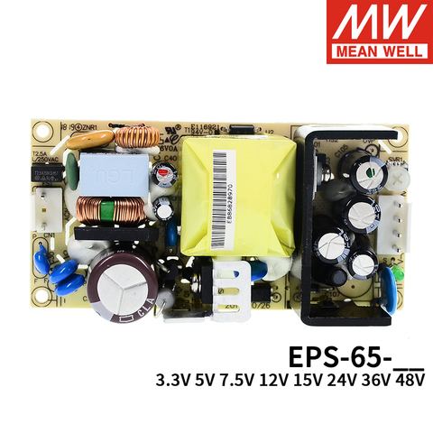 Mean well EPS-65 single output PSU ac dc PCB Board 65W Power Supply 3.3V 5V 7.5V 12V 15V 24V 36V 48V 8A 3A Meanwell EPS-65-12 ► Photo 1/6