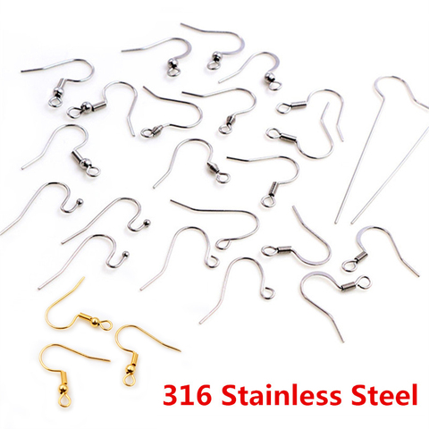 50pcs/lot 316 Stainless Steel Earring Hook Ear Wire Hook Hypo Allergenic  Earring For DIY Jewelry