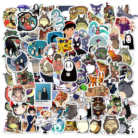 100Pcs Japanese Anime Stickers Ghibli Hayao Miyazaki Totoro Spirited Away Princess Mononoke KiKi Student Stationery Sticker ► Photo 1/5
