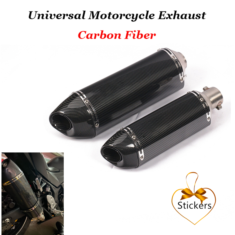 1*51mm Real Carbon Fiber+Stainless Steel Motorcycles Exhaust Pipe With DB Killer