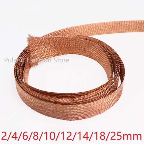 Copper Braided Sleeve 2 4 6 8 10 12 14 18 25 mm Wire Wrap Anti-interference Signal Cable Shield Protect Line Screen Metal Sheath ► Photo 1/6