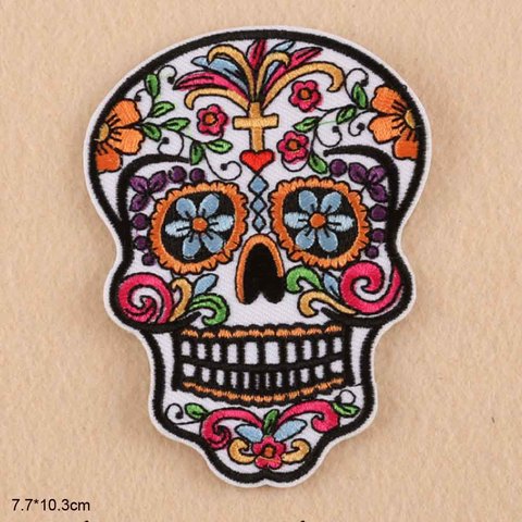 Big Size Skull Flower Bohemia Iron On Embroidered Clothes Patches For Clothing Girl Woman Wholesale ► Photo 1/6