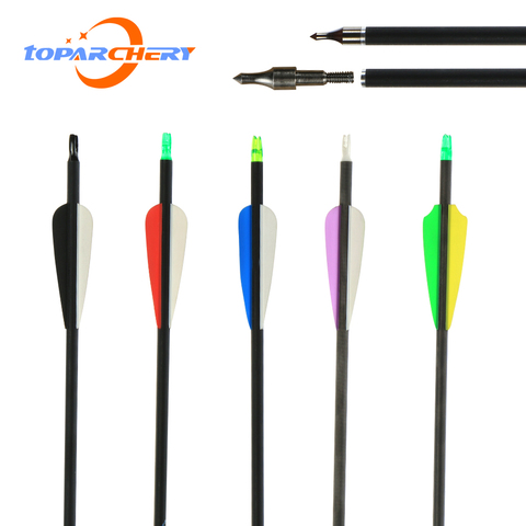 6/12/24pcs Mixed Carbon Arrow 30 Inches Spine 500 for Recurve/Compound Bow Archery Hunting with nocks and removable boardhead ► Photo 1/6