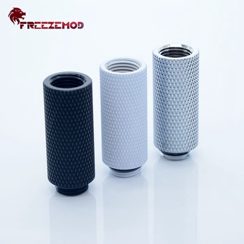 FREEZEMOD Black / Silvery male to female thread extender G1/4'' (extended 40mm) computer pc water cooler fitting.HYCLZ-M40 ► Photo 1/4