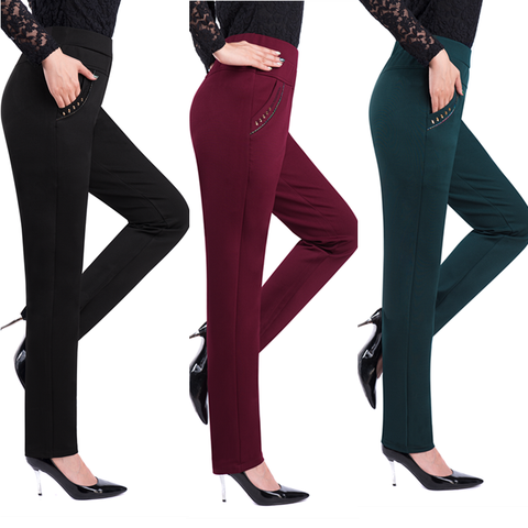 Brand casual pants woman winter Fleece fashion high waist elegant slim black Straight pants Thicken Large size trousers ► Photo 1/6