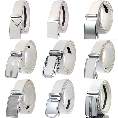 CETIRI 130cm 140cm 150cm 160cm Plus Size Long Belt White Men Belt Alloy Automatic Buckle Real Cowhide Leather Belts Luxury Brand ► Photo 1/6