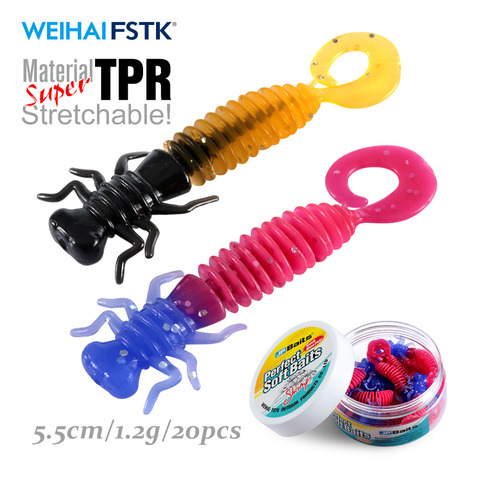 Larva Soft Lures 55mm 20pcs/lot TPR fishing artificial lure bass perch trout soft swimbait plastic fishing lures 2022 worm bait ► Photo 1/6