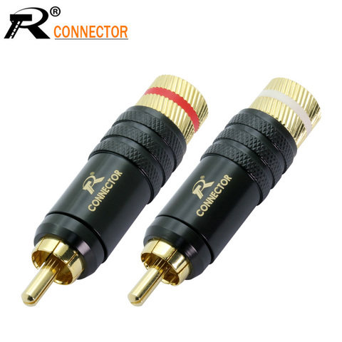 4pcs/Lot New Gold Plated Copper RCA Plug Mayitr Durable RCA Connector Screws Soldering Locking Audio Video R Plug 53mm*13mm ► Photo 1/6