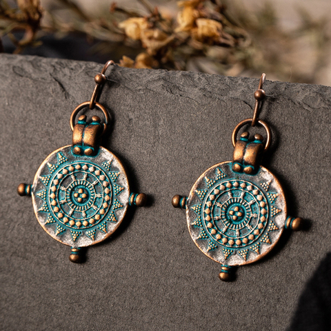 Vintage India Ethnic Engraved Dangle Drop Earrings Hanging for Women 2022 Fashion Jewelry Accessories Wedding Party Ornaments ► Photo 1/5