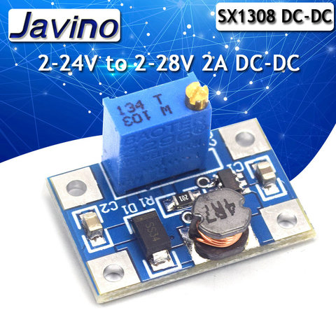 Sx1308 DC-DC adjustable boost stabilized voltage power module high current 2A 2-24V to 2-28V boost power board ► Photo 1/6