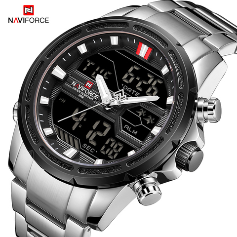 NAVIFORCE Luxury Mens Watch full steel Military WristWatch Digital Sports Watches Men Waterproof Quartz Clock relogio masculino ► Photo 1/6