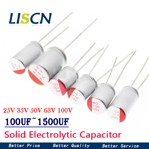 10Pcs DIP Solid Electrolytic Capacitor 25V 35V 50V 63V 100V 10UF 47UF 100UF 220UF 270UF 330UF 470UF 560UF 680UF 820UF 1000UF ► Photo 1/3