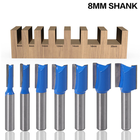 1PC 8mm Shank Slotted Straight Woodworking Router Bit Wood Cutter Cutting Diameter Carpenter Milling Cutter Woodworking Tool ► Photo 1/5