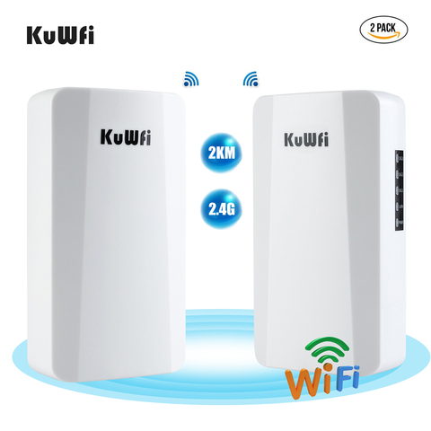 KuWFi 1PCS/2PCS Outdoor Router Wireless Bridge Wifi Repeater 2.4G AP 1KM Long Range Wifi Coverage 300Mbps Wireless Router ► Photo 1/6