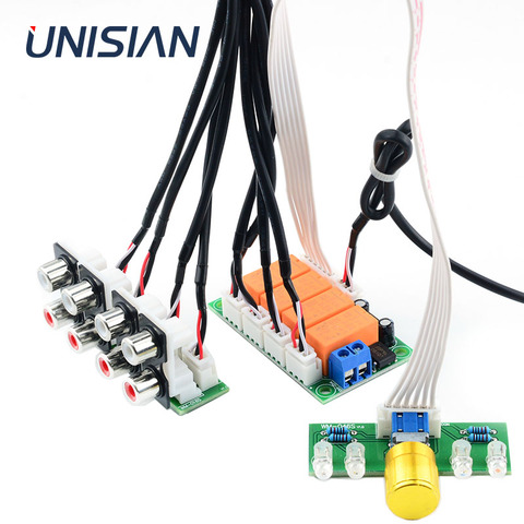 UNISIAN Audio Switch Input Selection board Relay 4-way sound Signal Input 1 way out Potentiometer control Switching for amplifer ► Photo 1/6