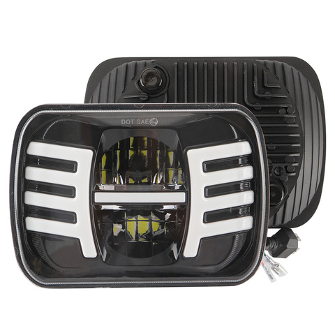 7 Inch Square LED Car Headight 5x7 7x6 Headlamp with DRL Turn Signal for Jeep Wrangler YJ Cherokee XJ ComancheMJ Savana GMC Ford ► Photo 1/6