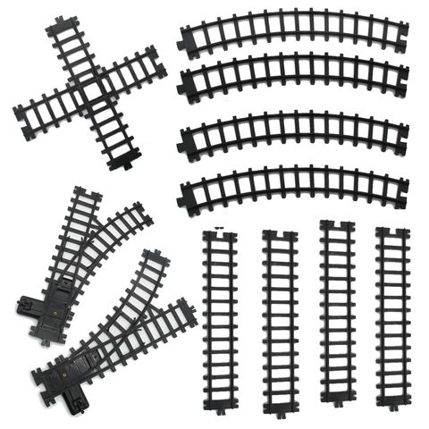 Rail Track Expansion Pack for Railway King Classical Train City Trains Flexible Tracks Straight Curved Rails Building Block Toys ► Photo 1/6