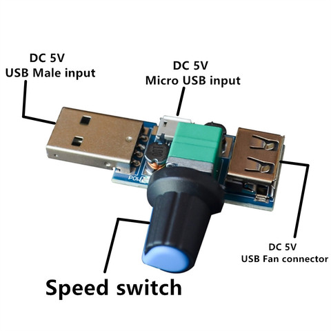 DC 4V-12V USB Fan Governor Wind Speed Controller Regulator with Switch Speed Module Fan Governor Volume Regulator Drop Shipping ► Photo 1/4