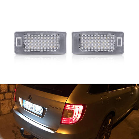 Canbus Error Free Led License Number Plate Lights Replacement Lamp For Skoda Octavia Combi 5E A7 Superb B6 Yeti Fabia MK3 Rapid ► Photo 1/6