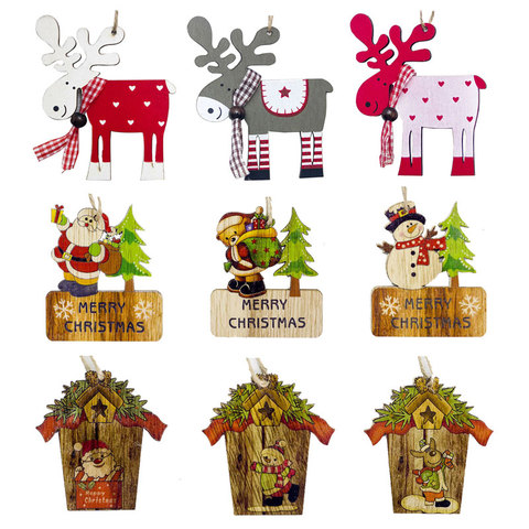 Newest Christmas Wooden Pendant Crafts Xmas Tree Ornaments Christmas Tree Decoration for Home Natal New Year 2022 Noel Diy Decor ► Photo 1/6