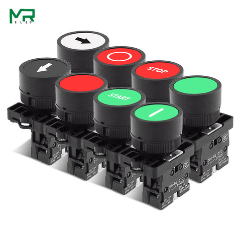 22mm Self reset button switch  start stop button with the arrow symbol XB2 flat touch 1NC/1NO switch button series ► Photo 1/6