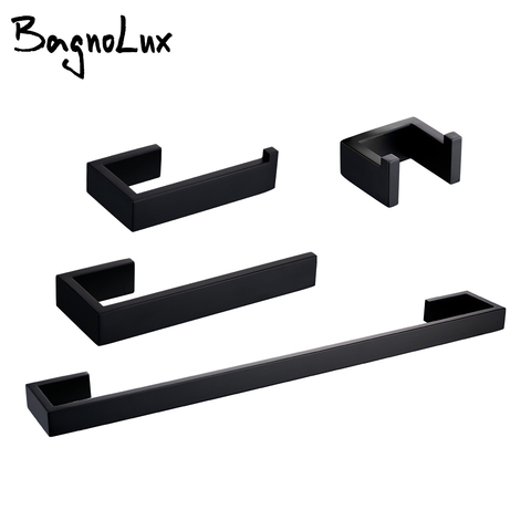 BagnoLux Stainless Steel Black Beautiful Self-Adhesive Wall Hook Toilet Paper Holder Towel Bar Bathroom Accessories ► Photo 1/6