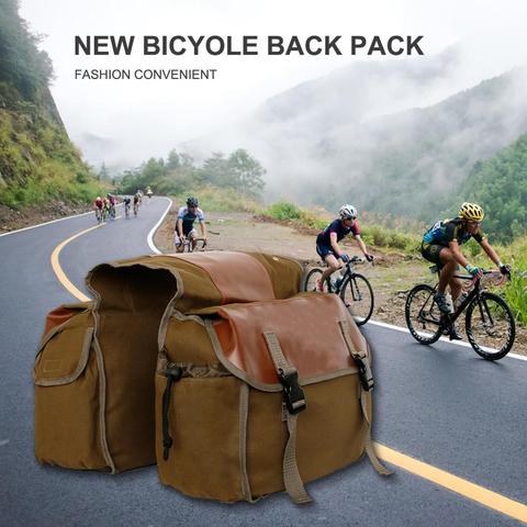 New upgrade Leather Motorbike Cycling Saddle Bag Waterproof Motorcycle Canvas Panniers Box Bicycle Riding Back Seat Bags ► Photo 1/6
