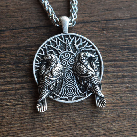 SanLan Norse viking YGGDRASIL TREE OF LIFE couple raven necklace ► Photo 1/6