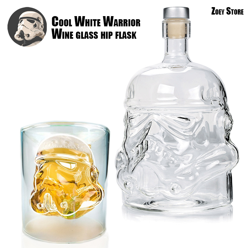 Wine Bottle Star Wars White Soldier Glass Decanter W/ 2 Whiskey