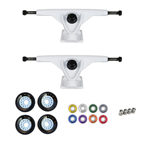 Longboard Trucks 180mm Reverse Kingpin White (Pair) Skateboard with 4pcs wheels bearing complete ► Photo 1/5