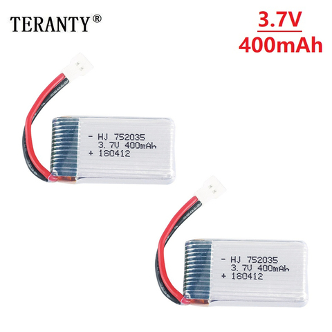 1/2/5Pcs/Pack 3.7V 400mAh 35C Lipo Battery for X4 H107 H31 KY101 E33C E33 U816A V252 H6C RC Quadcopter Drones Spare Part 752035 ► Photo 1/4