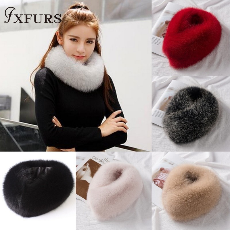 Women's Genuine Real Rex Rabbit Fur Scarf Scarfs Cowl Ring Scarves Wraps  Snood