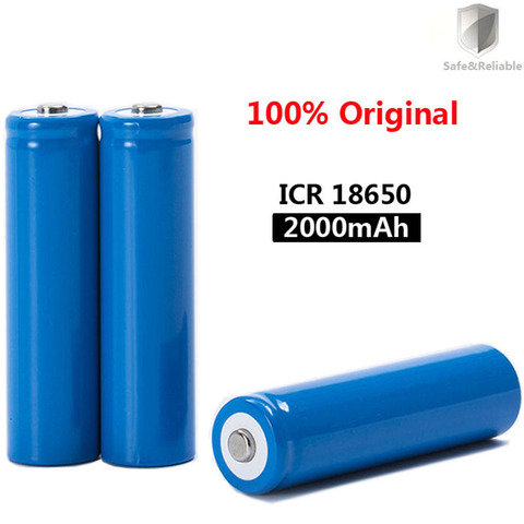 2022 New Original 18650 3.7 v 2000 mah Rechargeable Battery ICR18650 with Pointed(No PCB) For Flashlight Batteries 18650 LI-Ion ► Photo 1/6